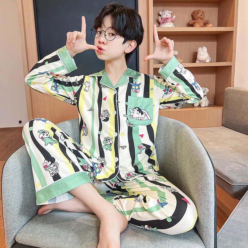 儿童卡通睡衣男童春秋长袖2025新款秋冬季青少年男孩居家服夏季薄