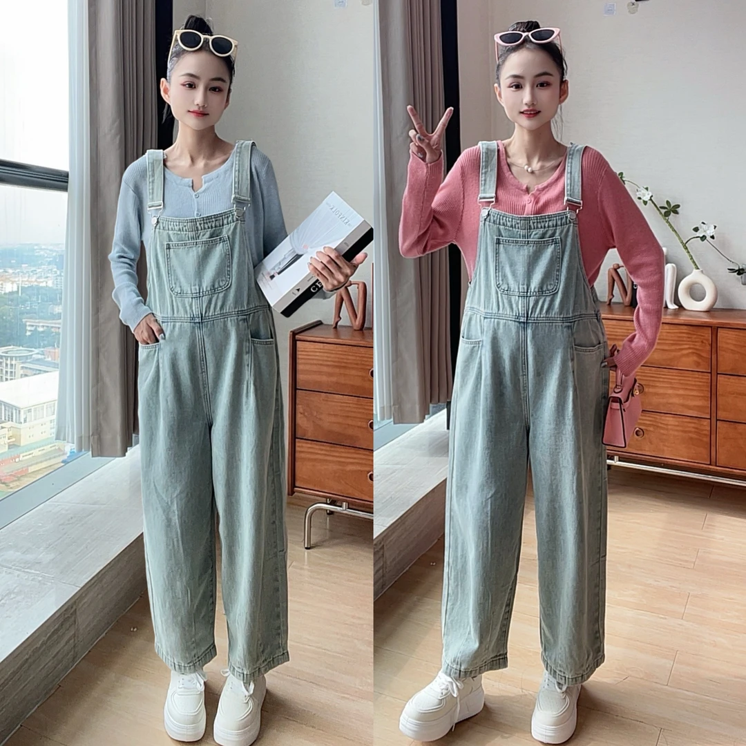 秋冬季孕妇装宽松休闲外穿牛仔长裤显瘦时尚孕妈减龄背带裤