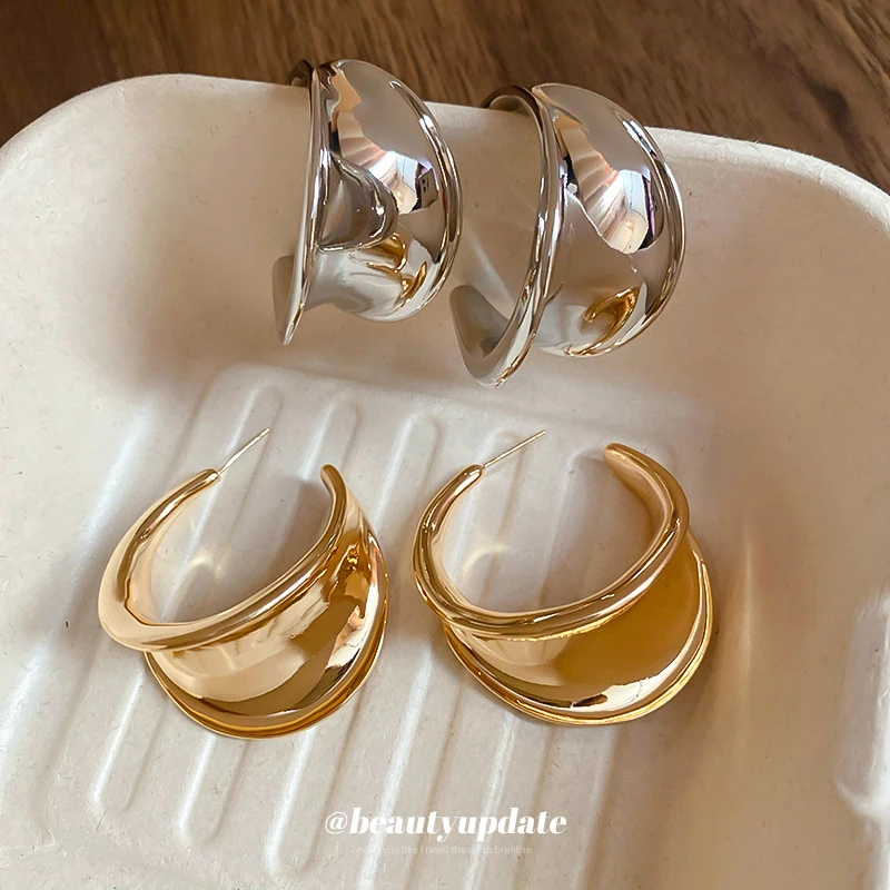 合金耳饰 金属C形耳环女欧美夸张设计耳环小众时尚耳饰轻奢高级感