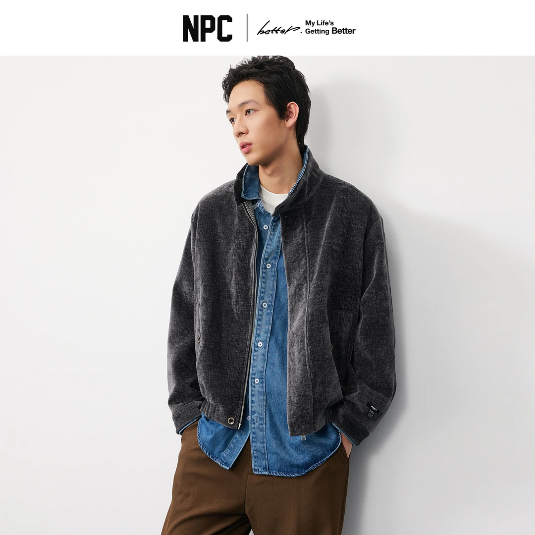 NPC潮牌树皮纹夹克外套男加厚保暖宽松上衣秋季上新NP58TJ27