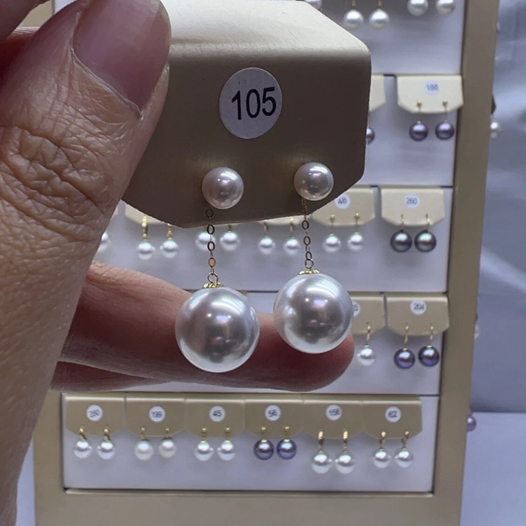 18K金镶嵌淡水珍珠耳饰