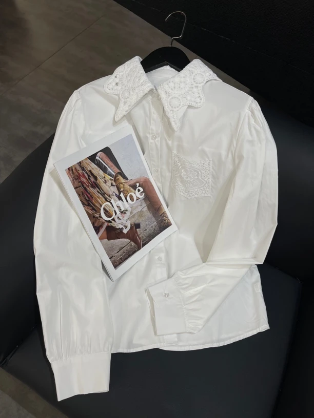 KW【法式浪漫】南油欧货设计感潮流春夏小众休闲百搭白色时尚衬衣