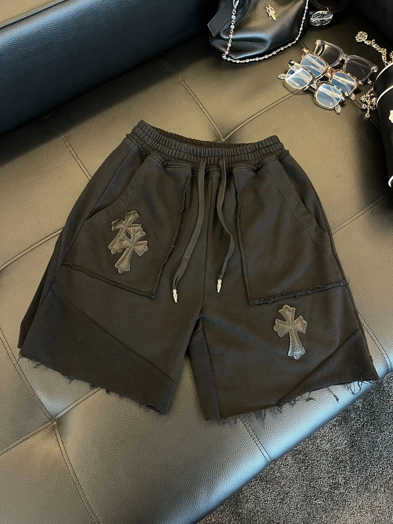 Rebornmoi【vivi老板娘】重工小皮标五分裤复古小皮标男女同款KZ382