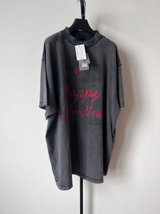 未使用 Balenciaga/巴黎世家 情人节系列 圆领短袖简约 3码