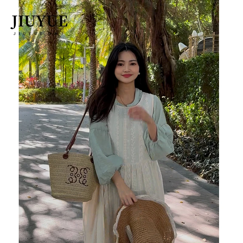 九月Oni【椰影白沙】绿色衬衫女超显瘦提花上衣气质C055A25