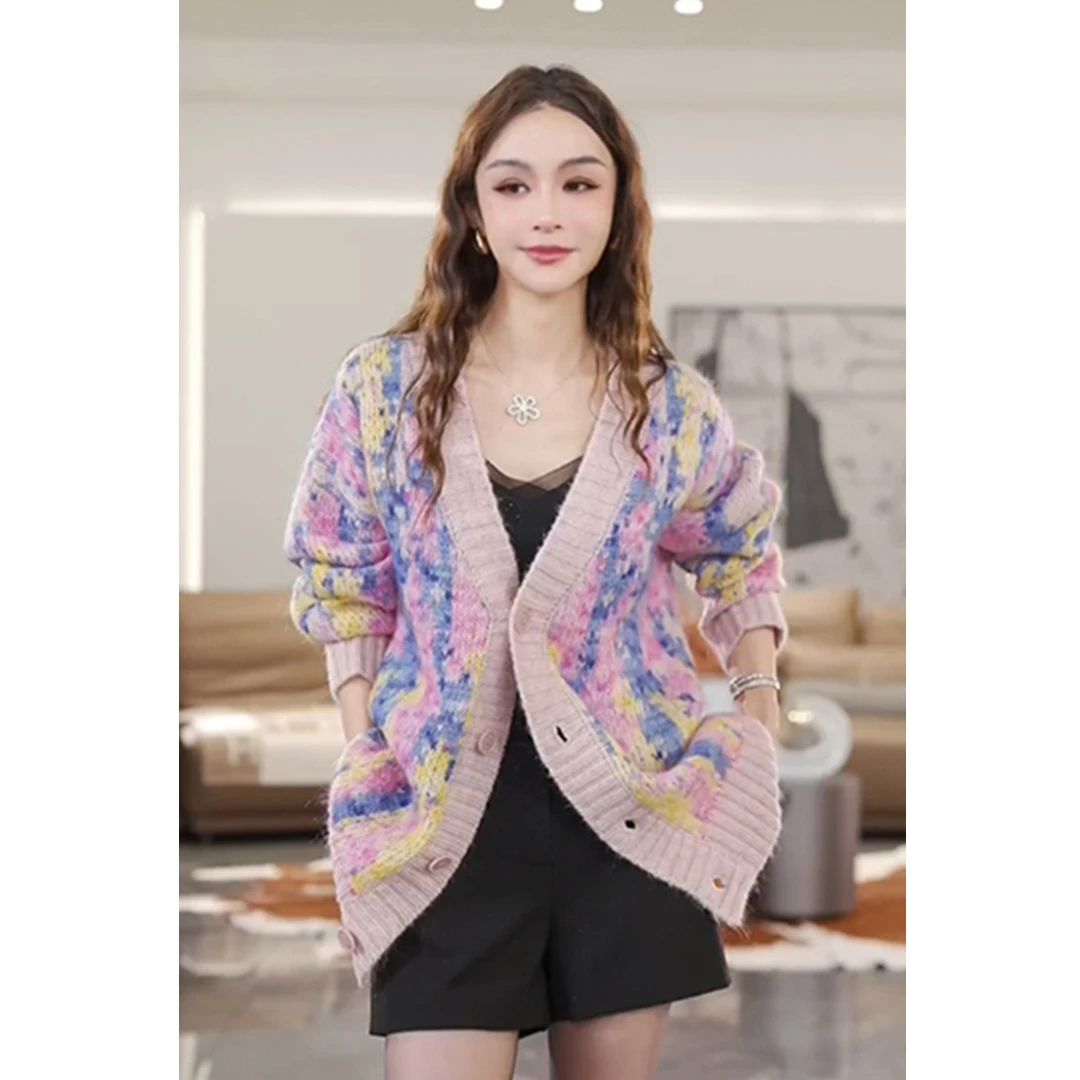 懒猫nono│Saynono 花式设计＿慵懒风动物毛混纺针织开衫女 /1376