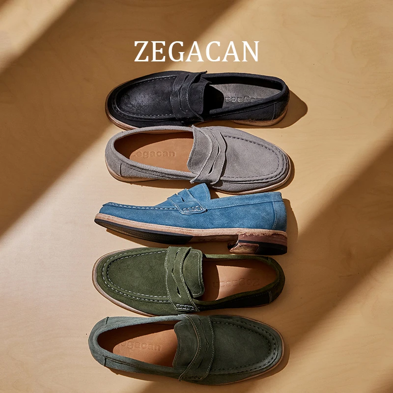 25新款反绒皮一脚蹬乐福鞋休闲商务透气豆豆鞋百搭英伦复古手工鞋