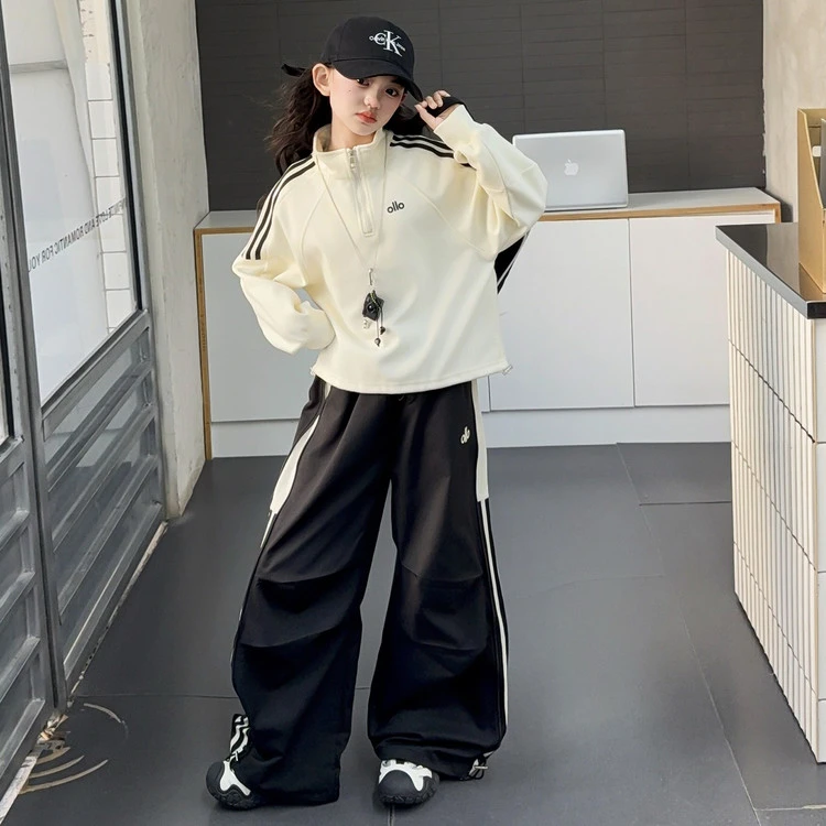 女童运动套装春秋2025新款儿童工装裤秋女大童又飒又酷卫衣两件套