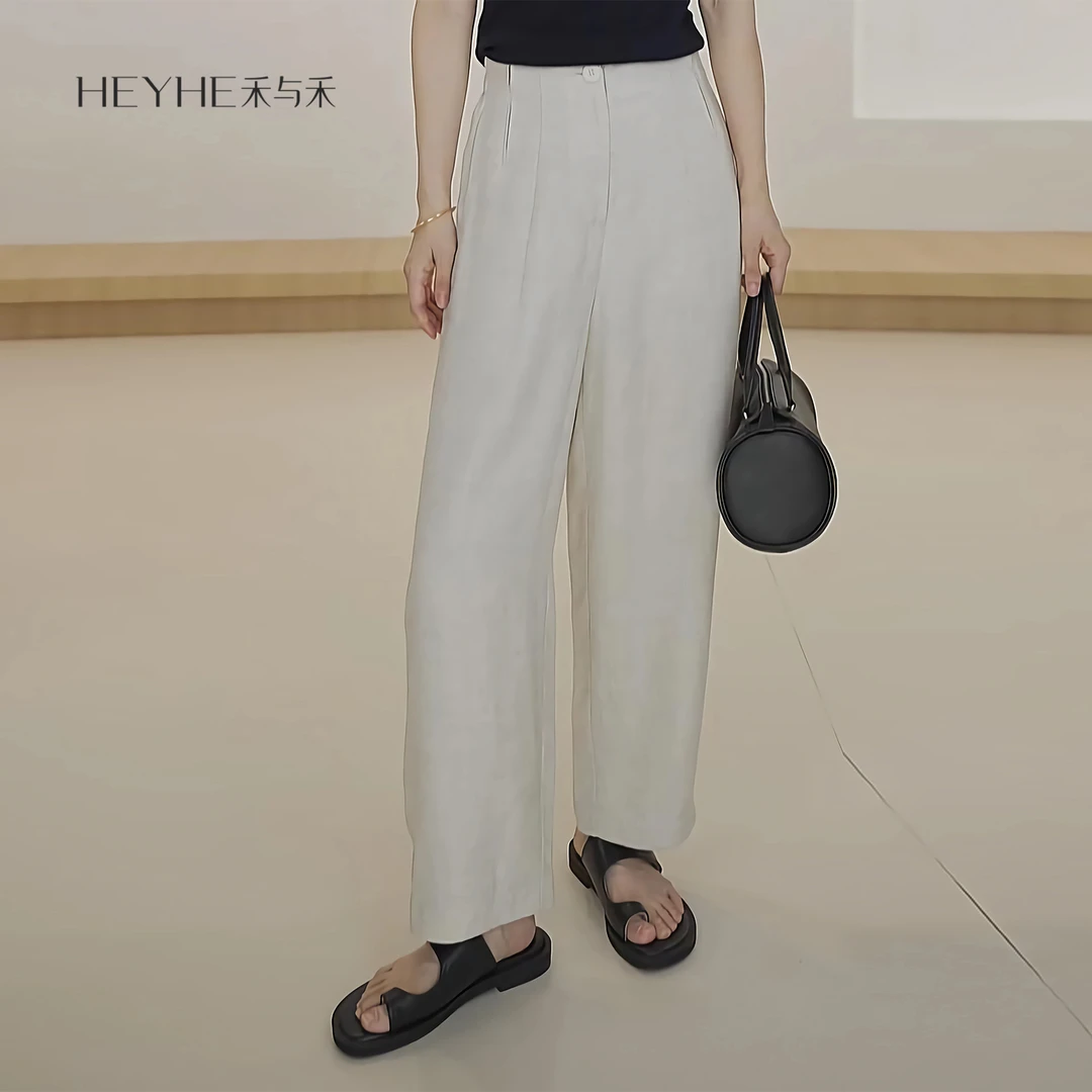 小禾【老钱裤】莱赛尔亚麻休闲百搭宽松垂感直筒弯刀阔腿裤