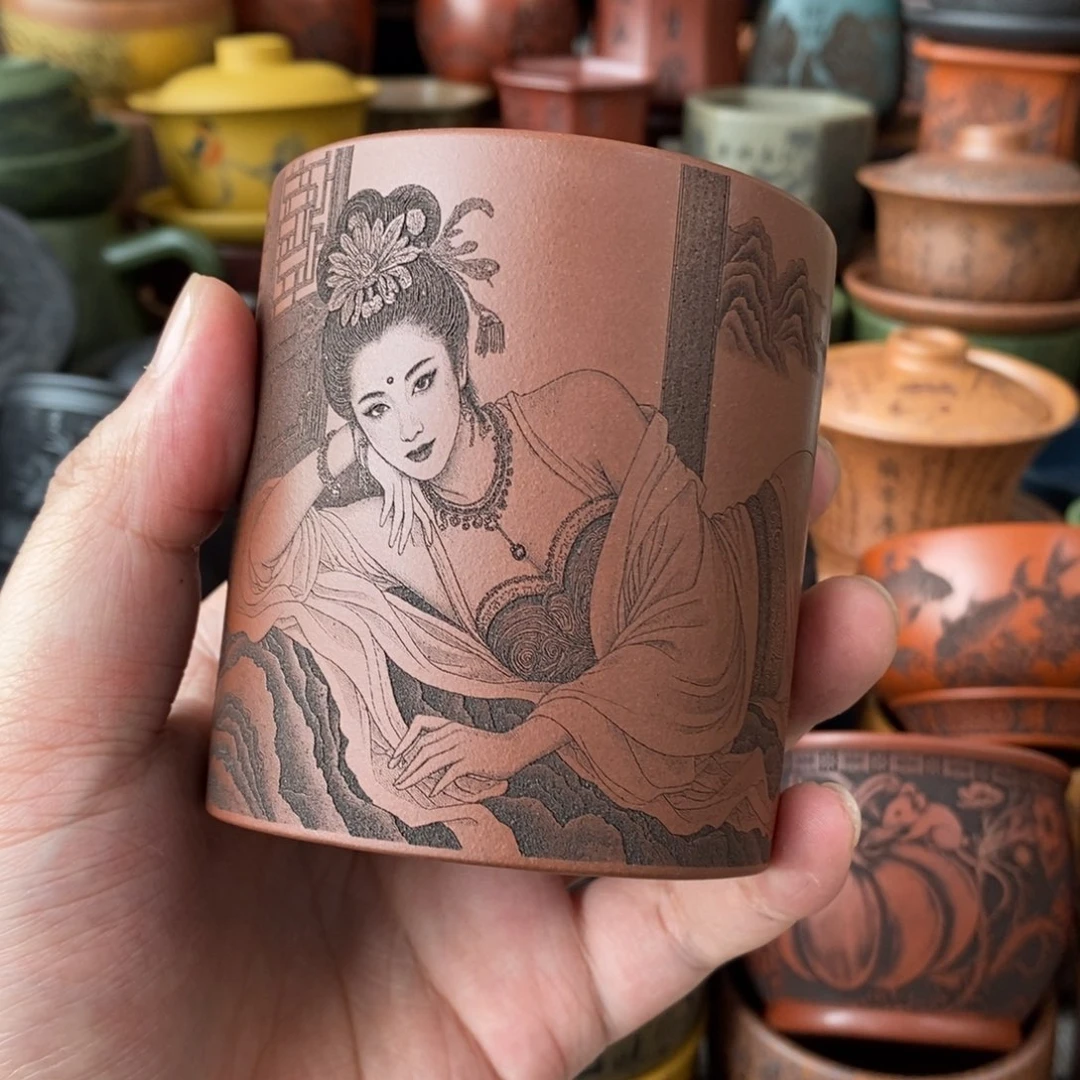 紫砂杯子宜兴全手工紫砂杯