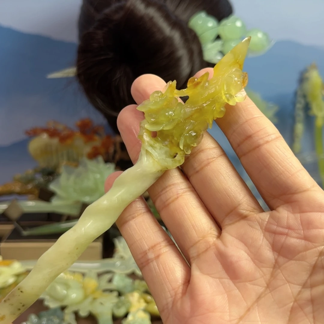 蛇纹石玉发饰合金