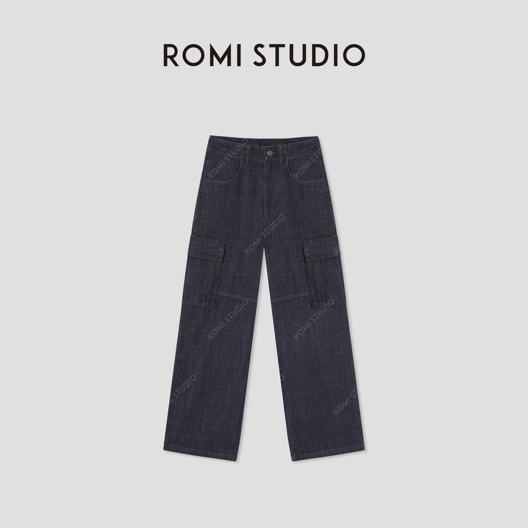 ROMI STUDIO“工装美学”舒适牛仔棉休闲多口袋工装裤RWBAX81724