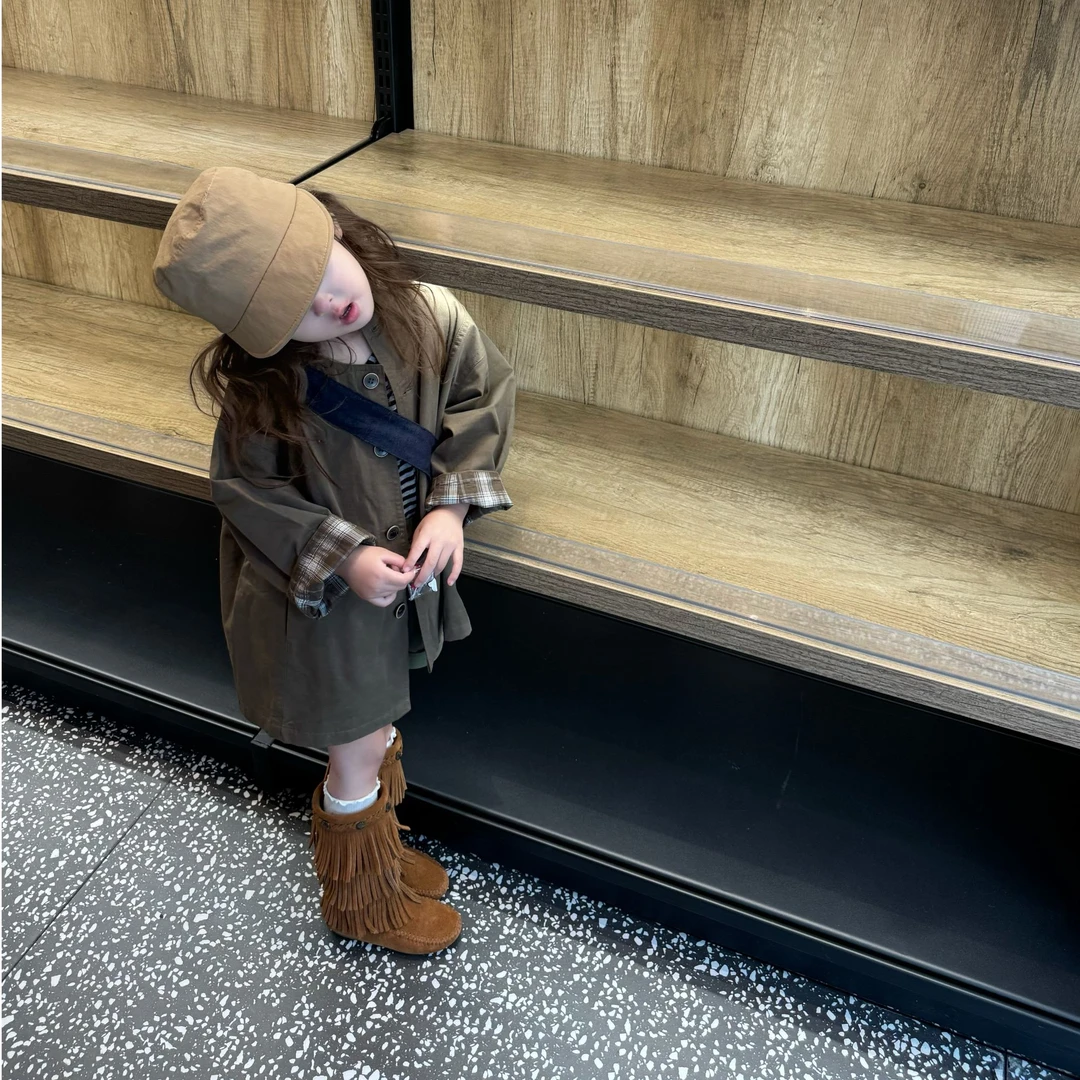 壹妈韩版童装女童秋装套装新款洋气时髦百搭儿童风衣外套工装短裤