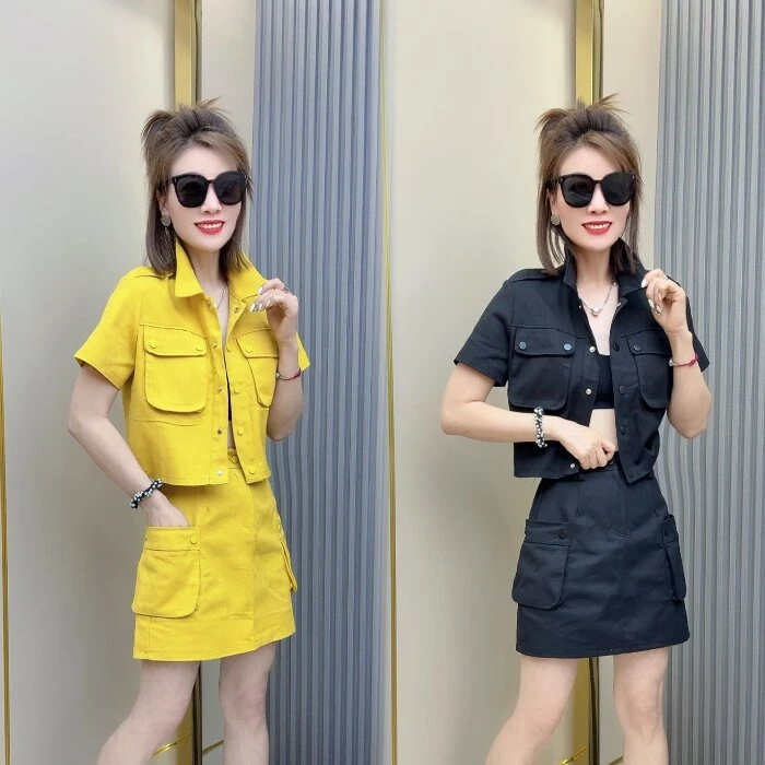 减龄短袖外套半身裙两件套