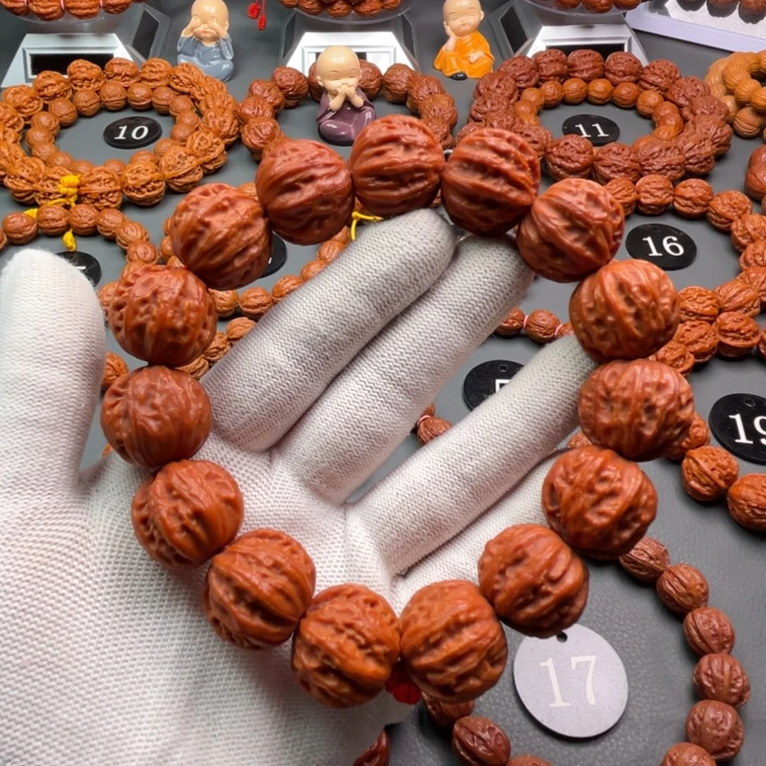 文玩核桃手串野生核桃磨盘京八棱秋子手持