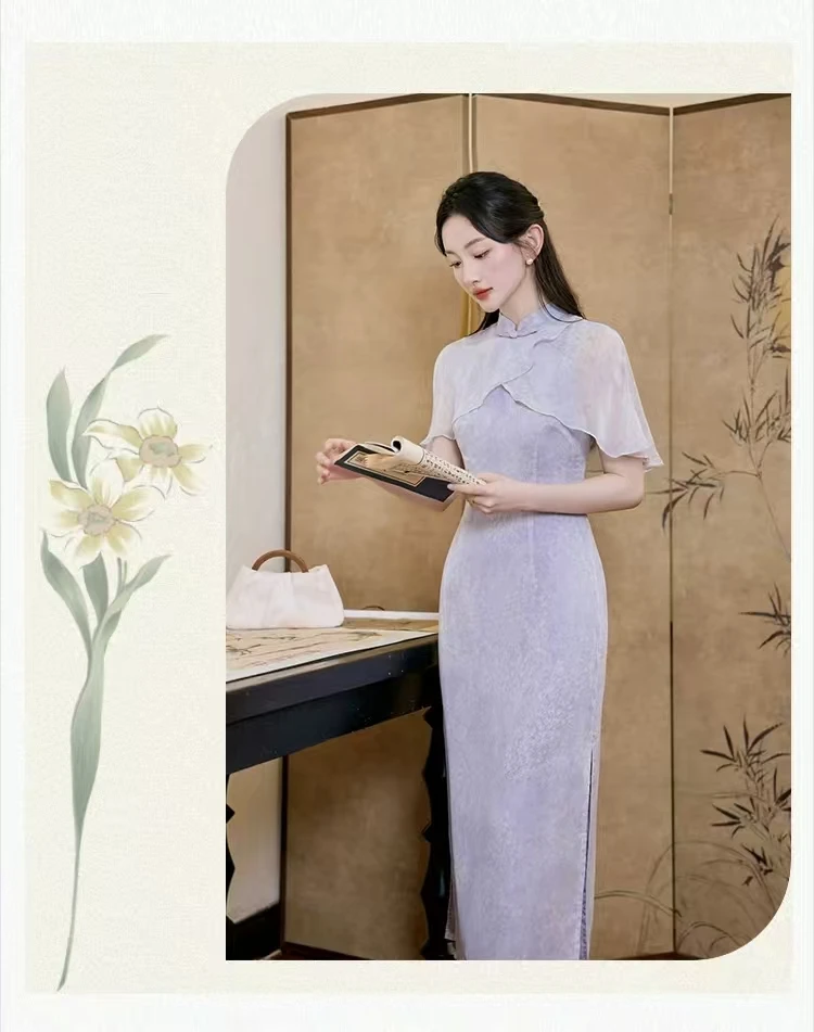 【图片款】新中式旗袍别致独特裙子紫色仙女裙改良现代连衣裙气质奢