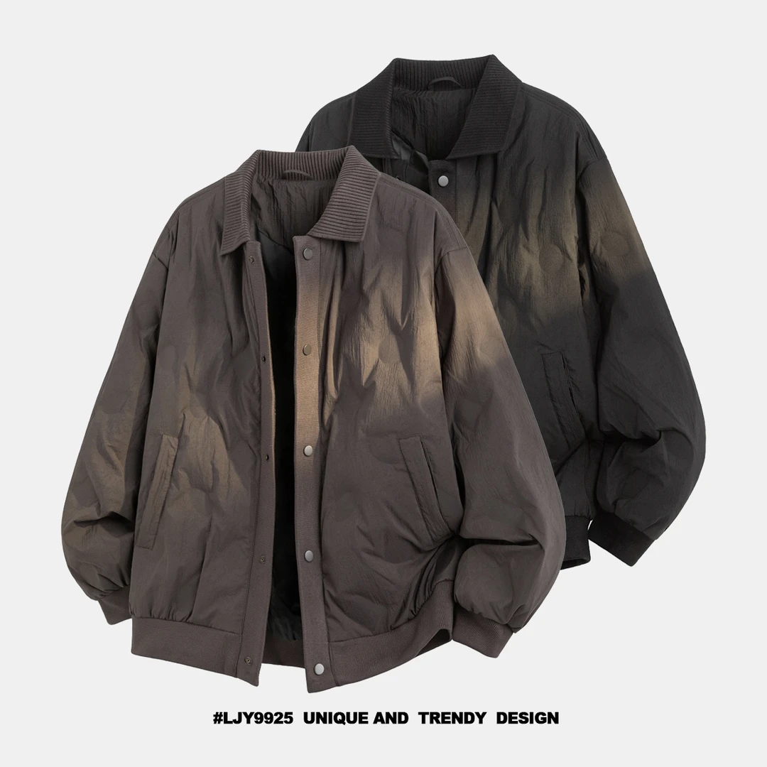 潮流冬季保暖白鸭绒90绒子情侣短款羽绒服美式复古男休闲飞行夹克