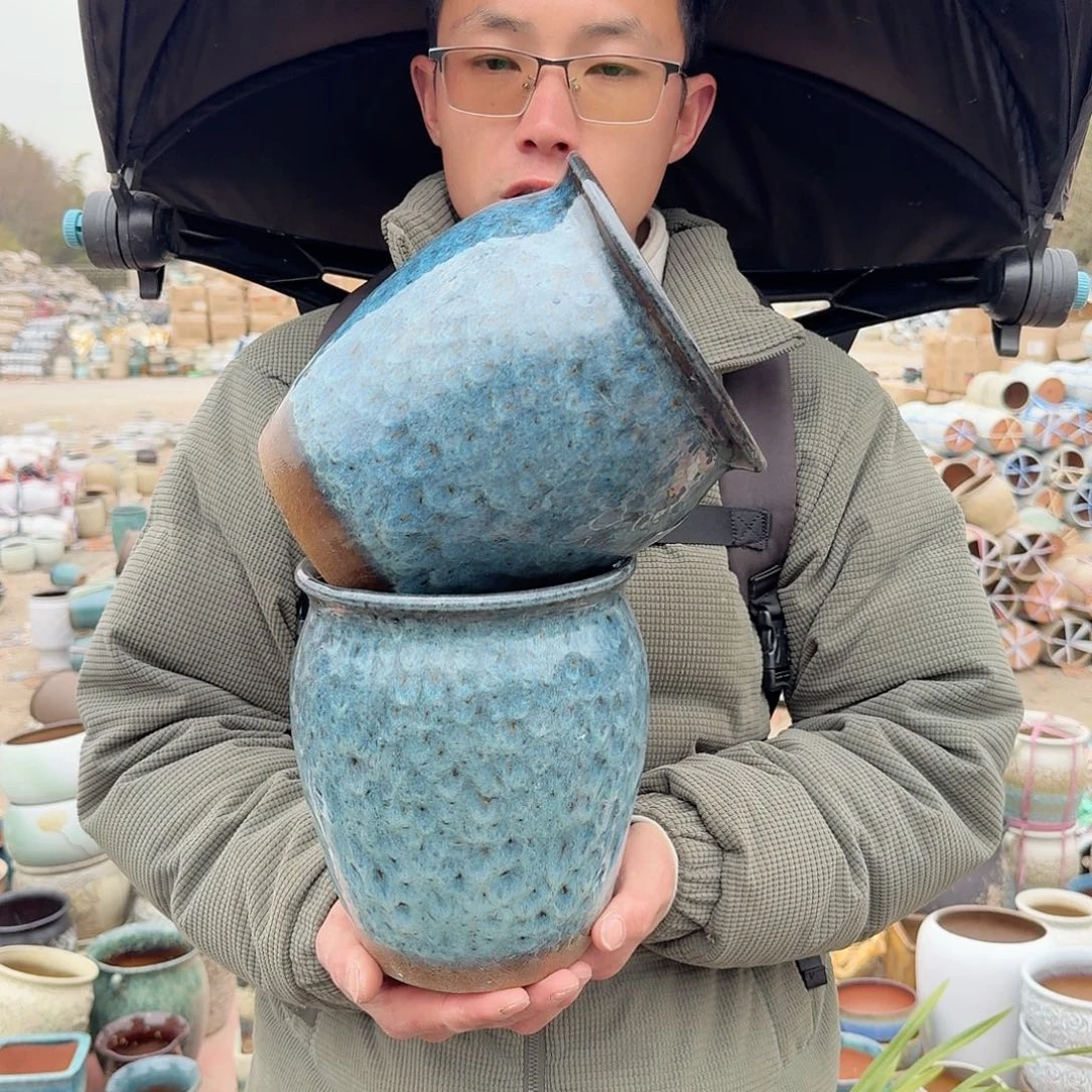 紫砂花盆口17高20（蓝孔雀老庄