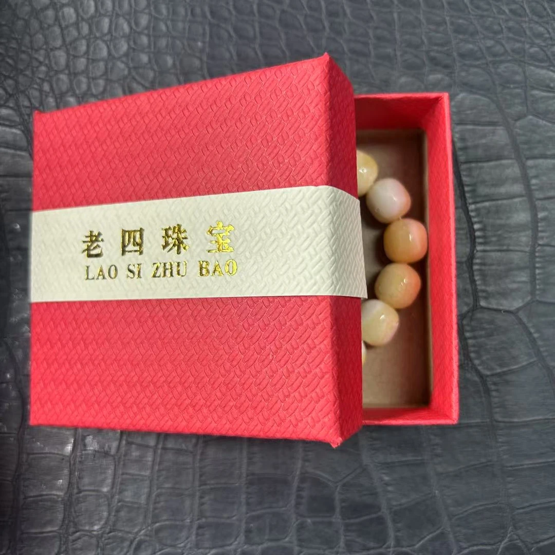 老四精选 白的带黄桶珠手串