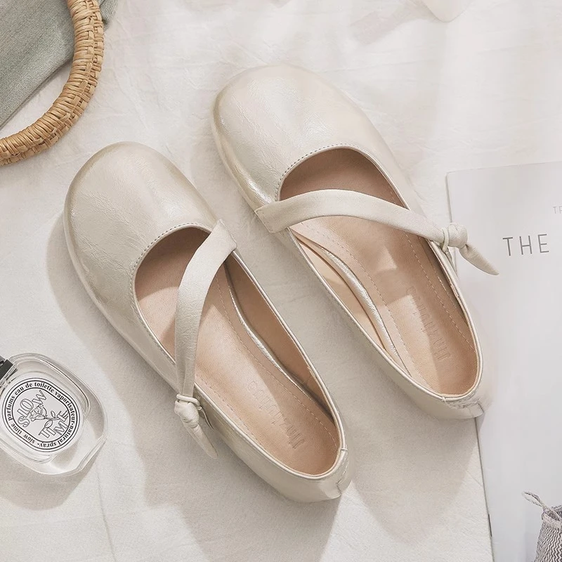 复古圆头晚晚风玛丽珍平底防滑女鞋2025春夏时尚气质蝴蝶结单鞋