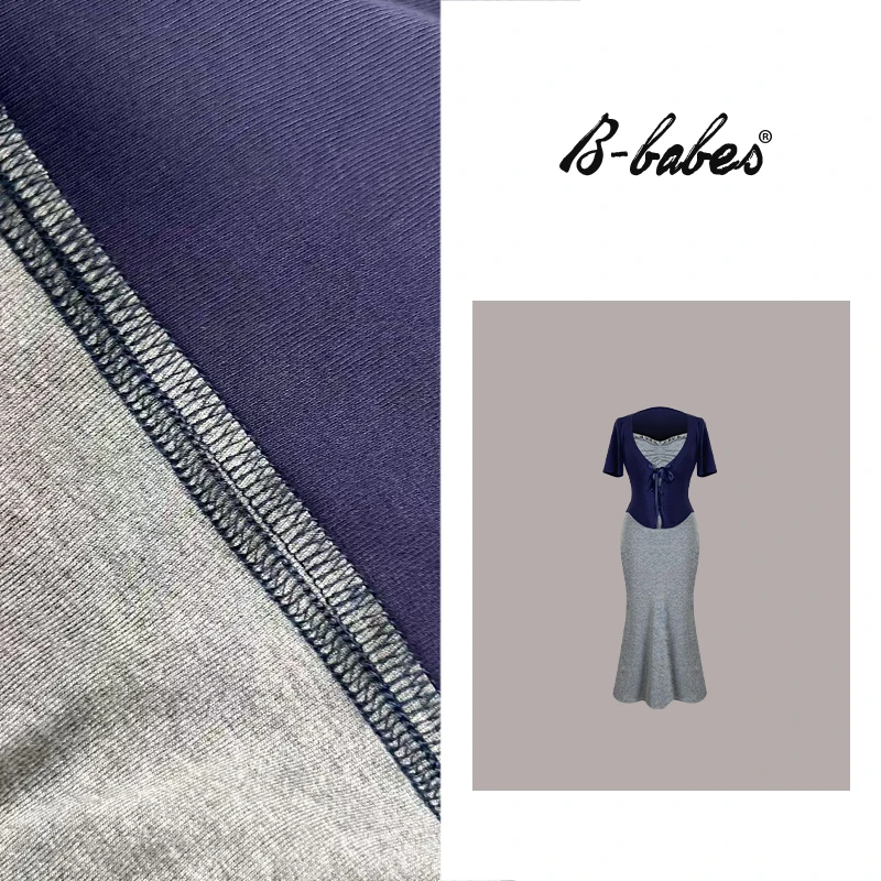 B-babes【夏日游记】纯欲风假两件设计感微胖修身短袖鱼尾半裙-倾