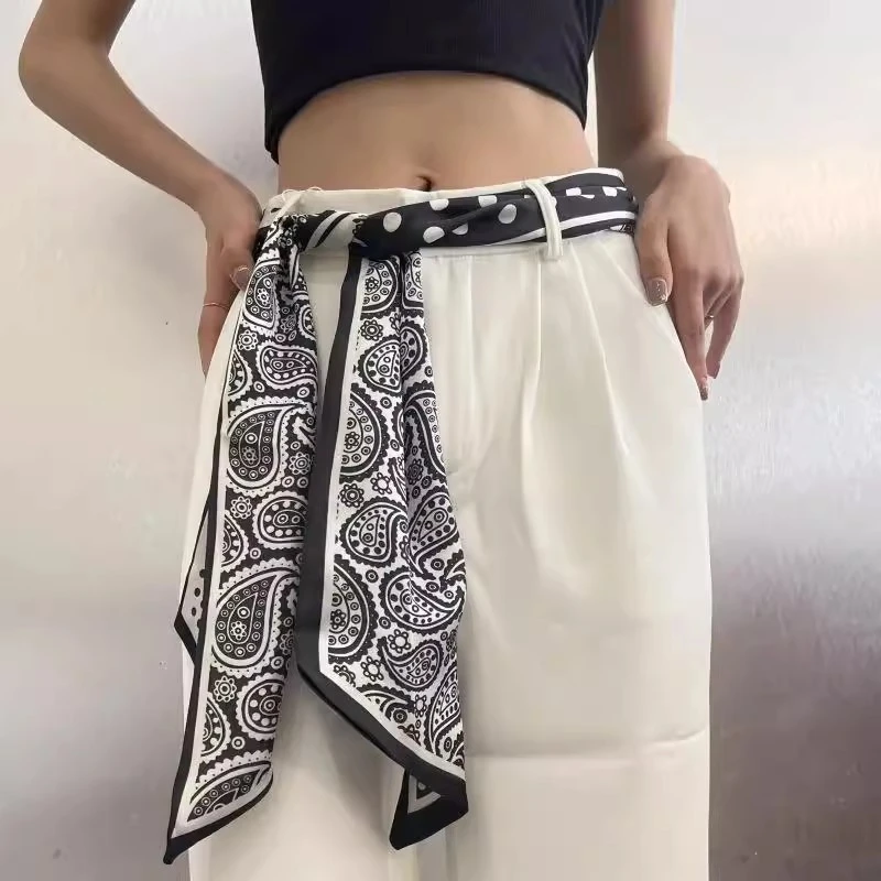 长条小丝巾腰带女发带百搭高级感薄款春秋款搭配衬衫丝带时尚飘带