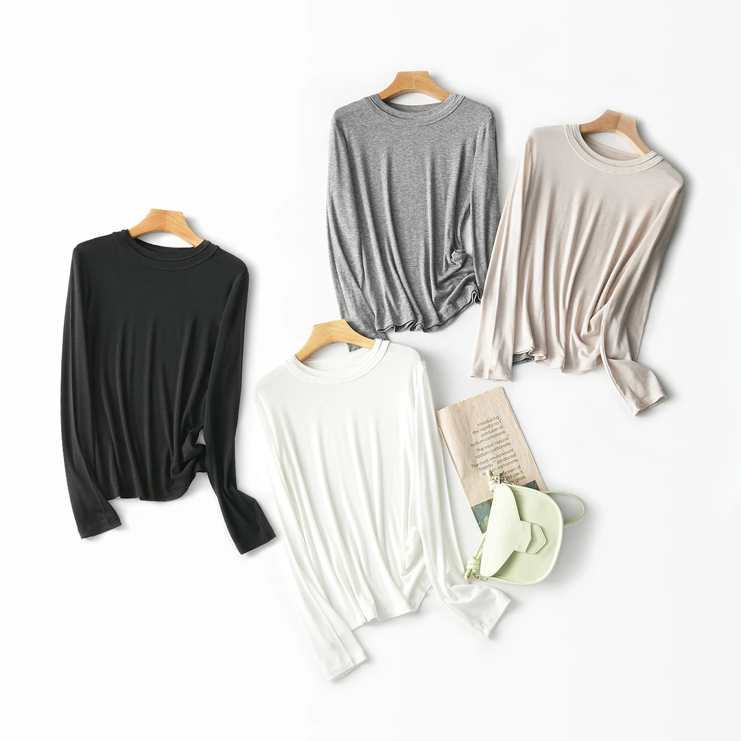 【春季上新】潮流设计感时尚别致圆领百搭减龄长袖T恤CC5399 衣长61