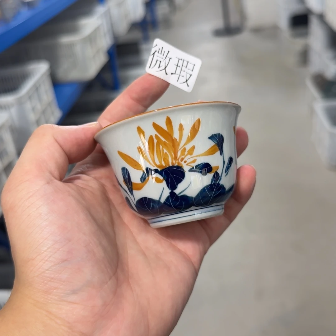 釉下手绘茶具微瑕