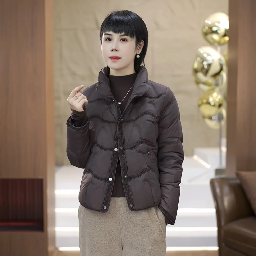 【渲渲推荐】QQ-51368冬季时尚百搭减龄波浪纹羽绒服