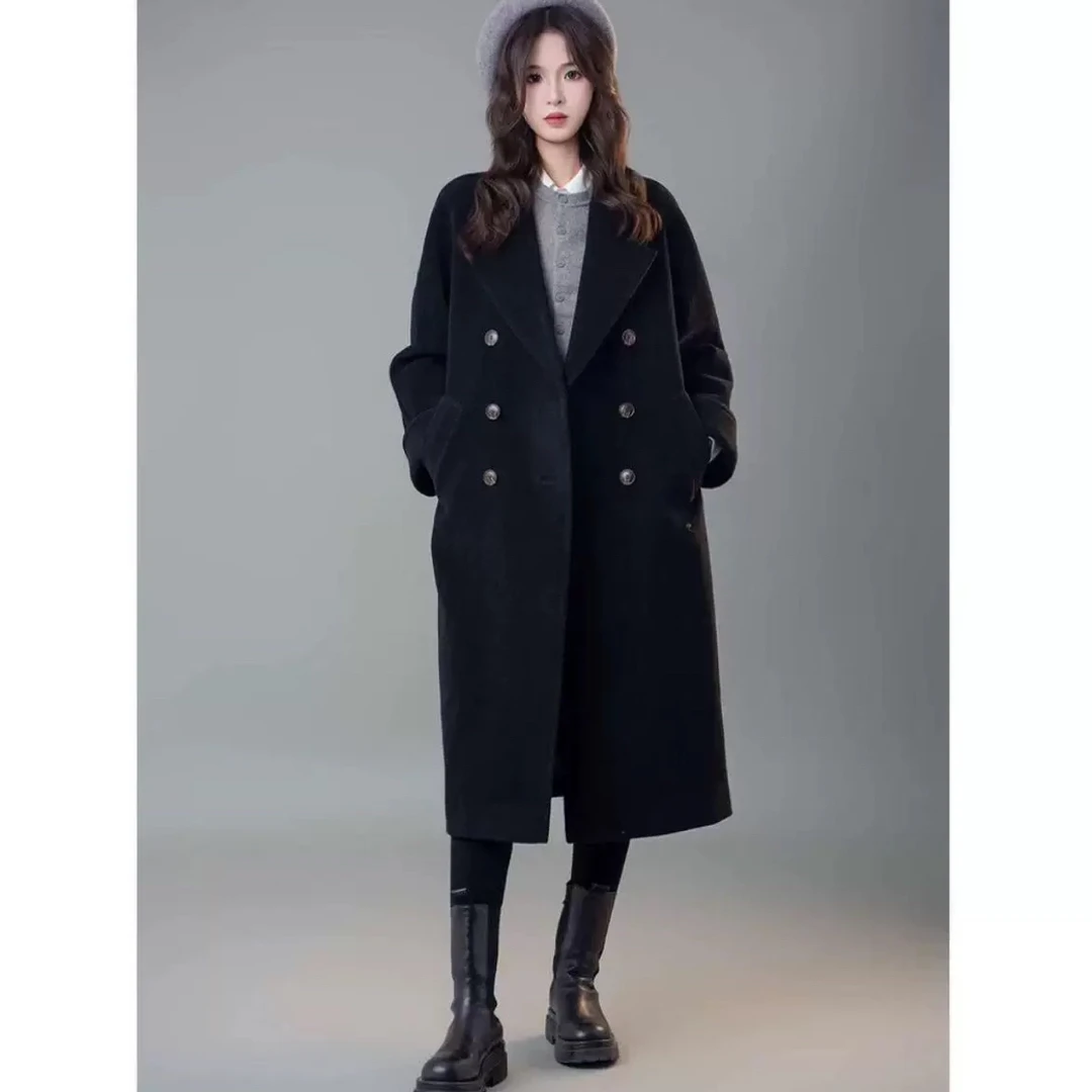 阿玛施【官方正品】25秋冬双排扣设计廓形质感热感力大衣5400861