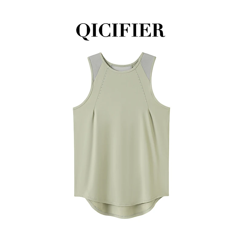 凉爽一夏 亚麻色 休闲透气运动无袖T恤 3053