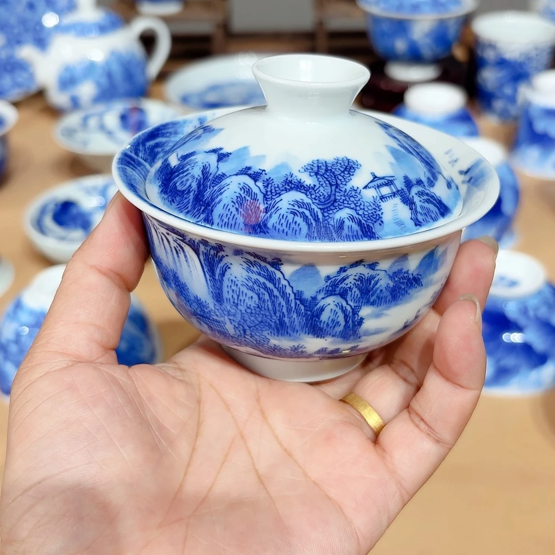 超***爸景德镇纯手绘盖碗