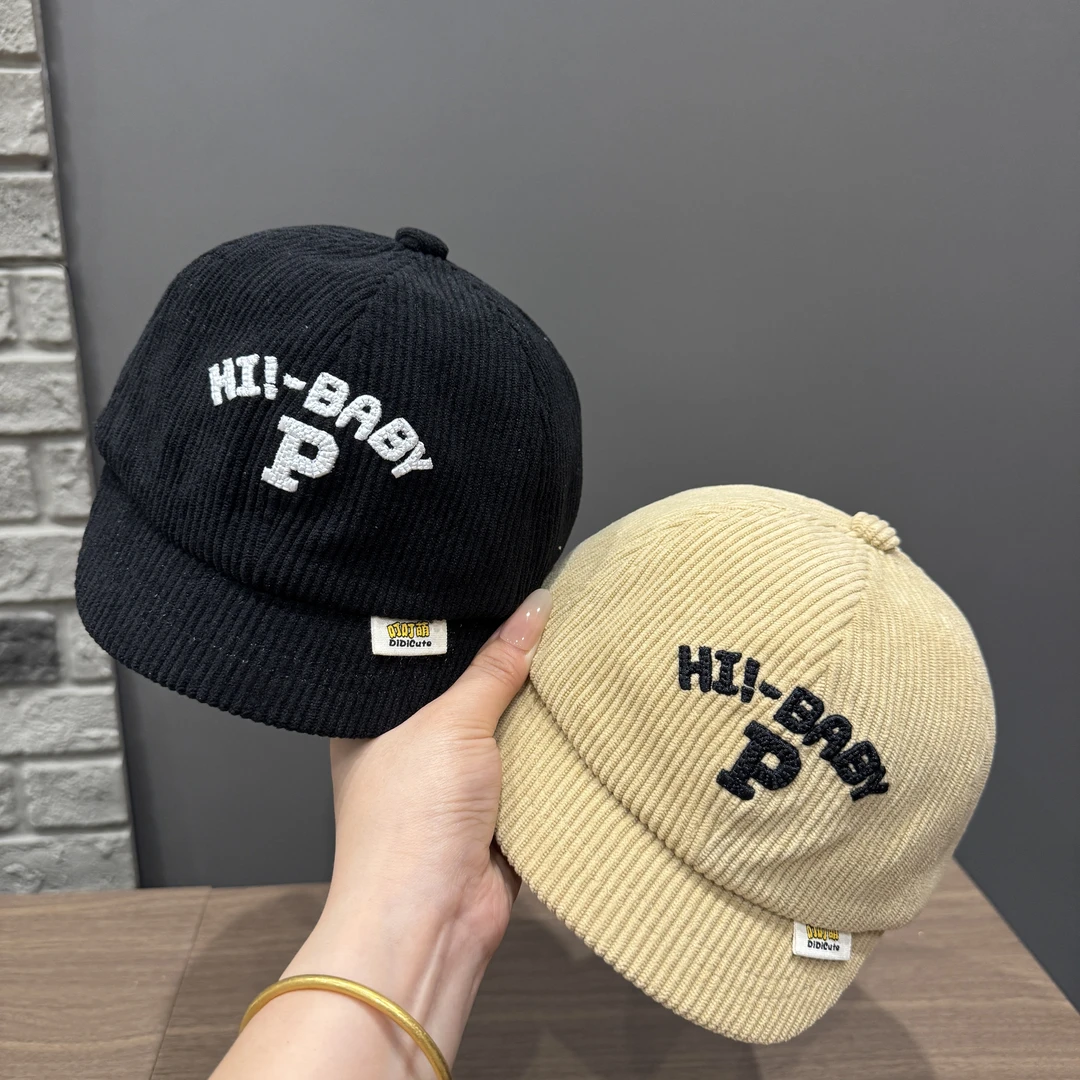 婴儿帽子秋冬款可爱超萌韩版洋气男女宝宝鸭舌帽灯芯绒短檐棒球帽