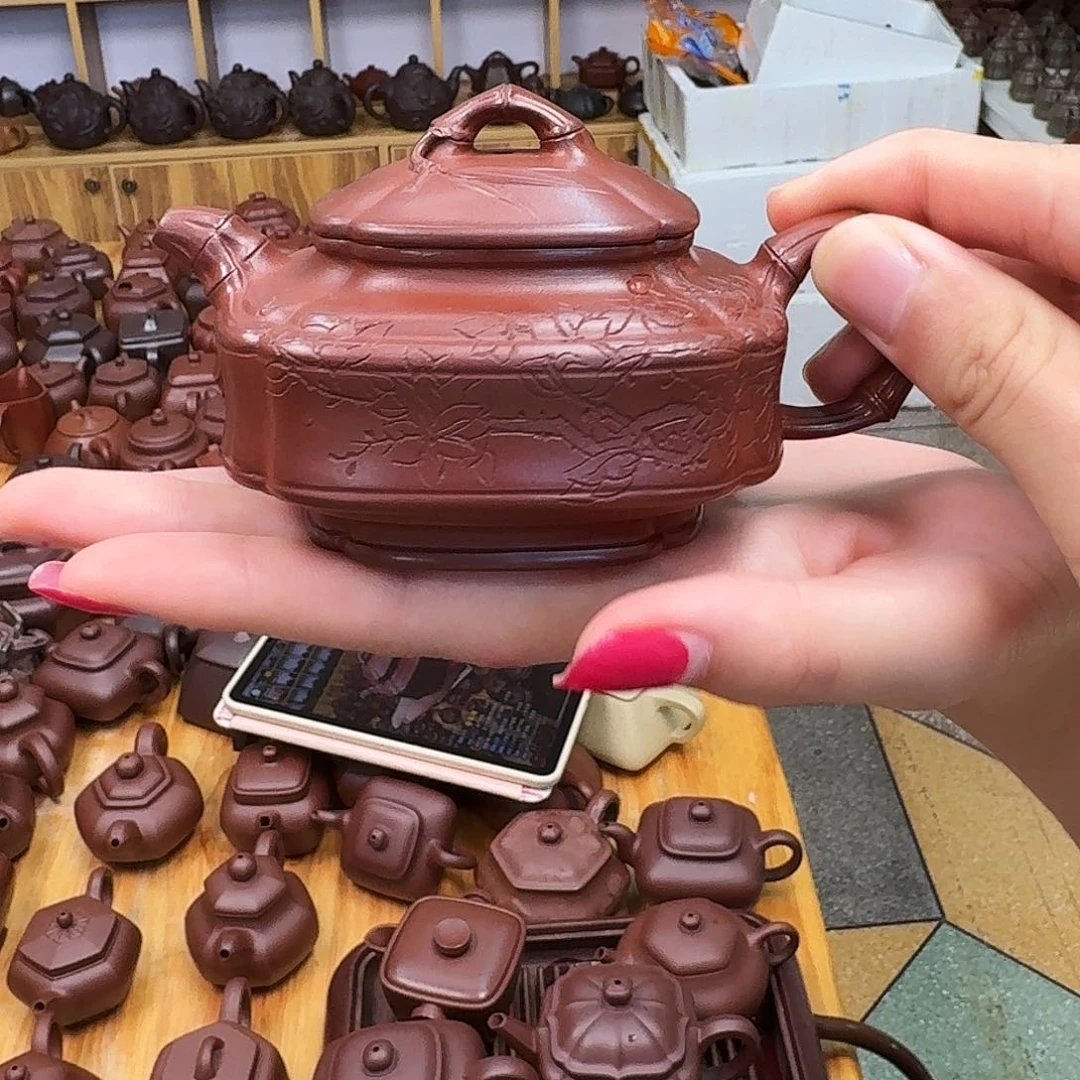 茶壶紫砂紫砂壶四方竹鼓200cc