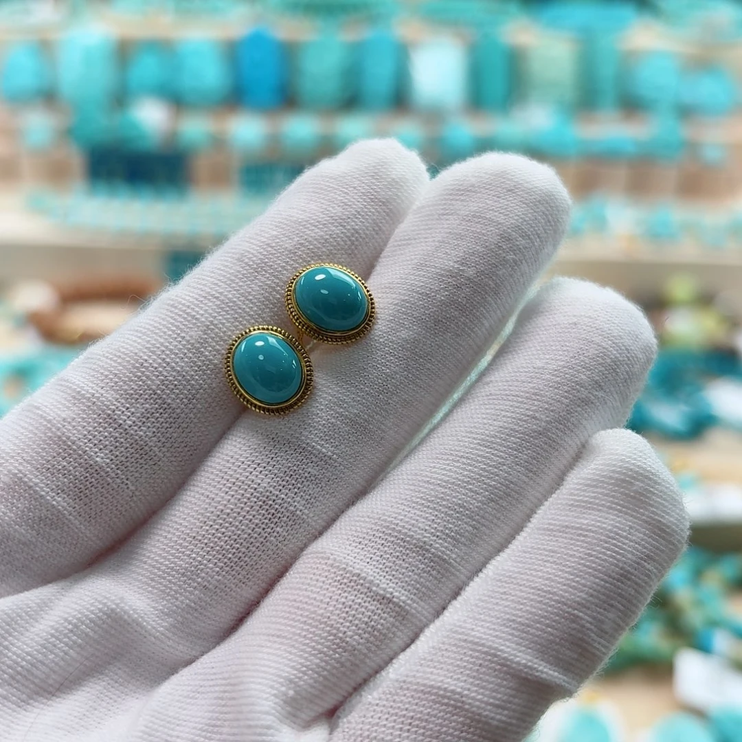 绿松石18K金镶嵌珠宝奇石