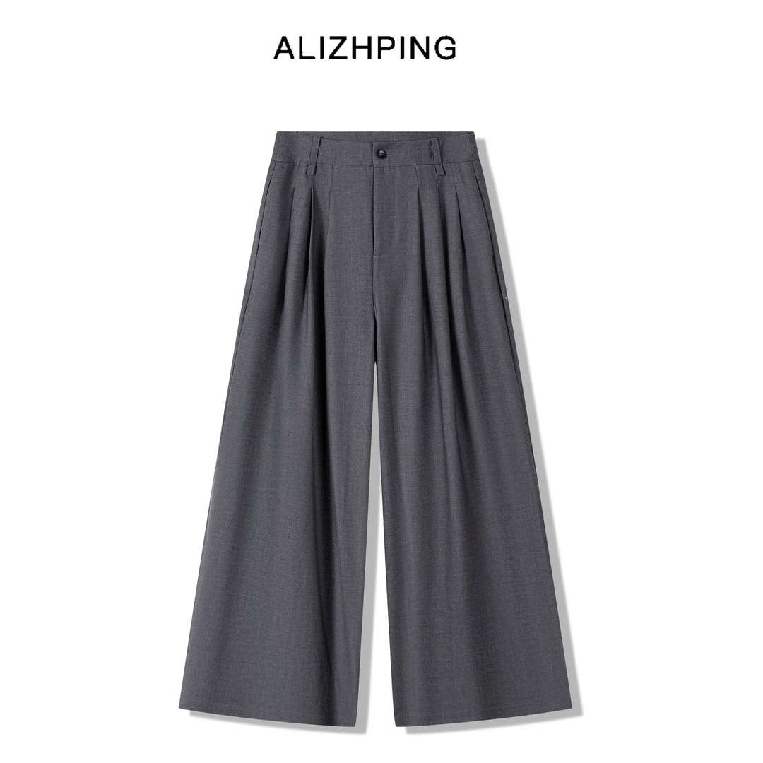 ALIZHPING2025秋款时尚气质简约薄款轻奢腰带款西装裤P347