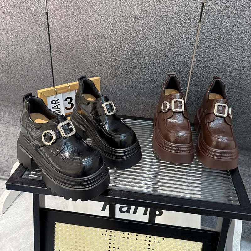 【化方为圆】9-11CM英伦风2025早春JK平增高复古厚底小皮鞋756-2