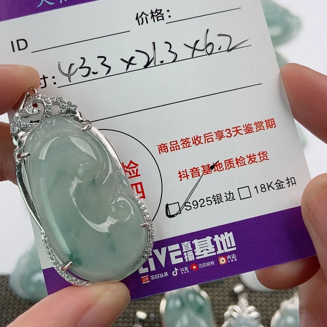 翡翠银S925镶嵌颈饰翡翠