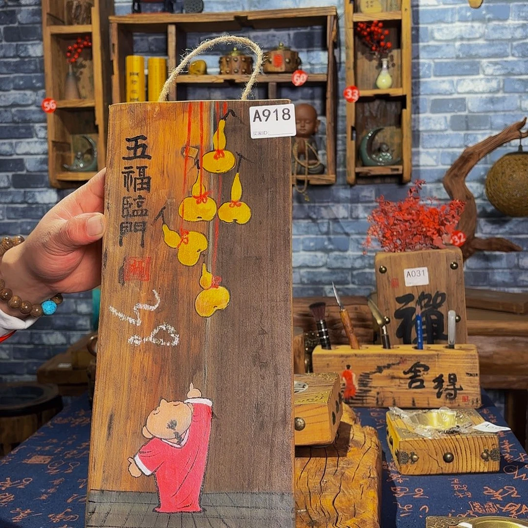 风化老门板丙烯画