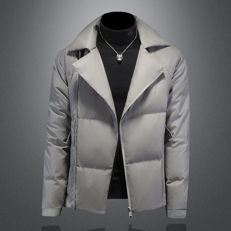 LEROLEHAR欧洲站高端白鸭绒羽绒服冬季潮流立领加厚短款男士外套