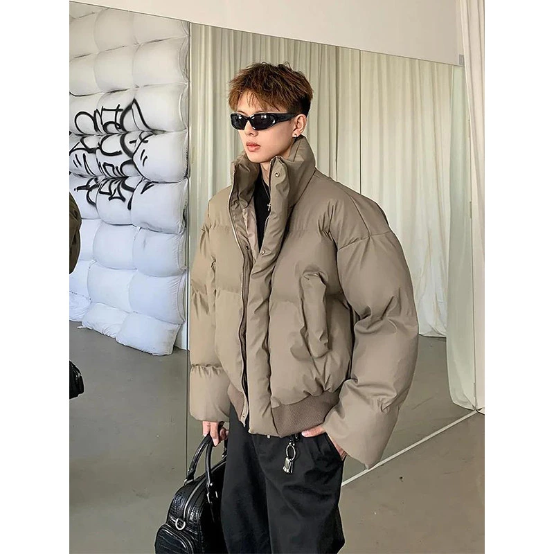 美式cityboy情侣棉衣服pu皮短款纯色百搭加厚男款面包服棉服外套