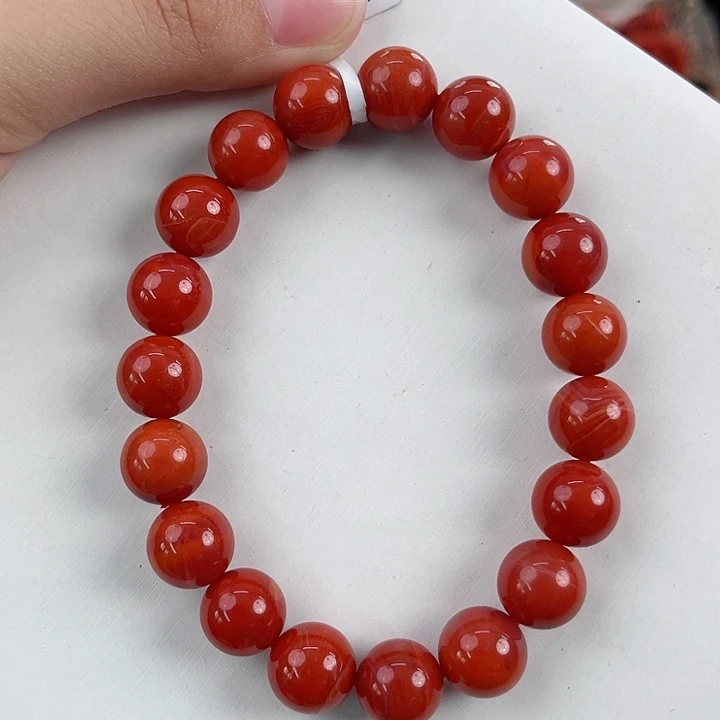 南红玛瑙未镶嵌瓦西锦红满肉单圈10mm