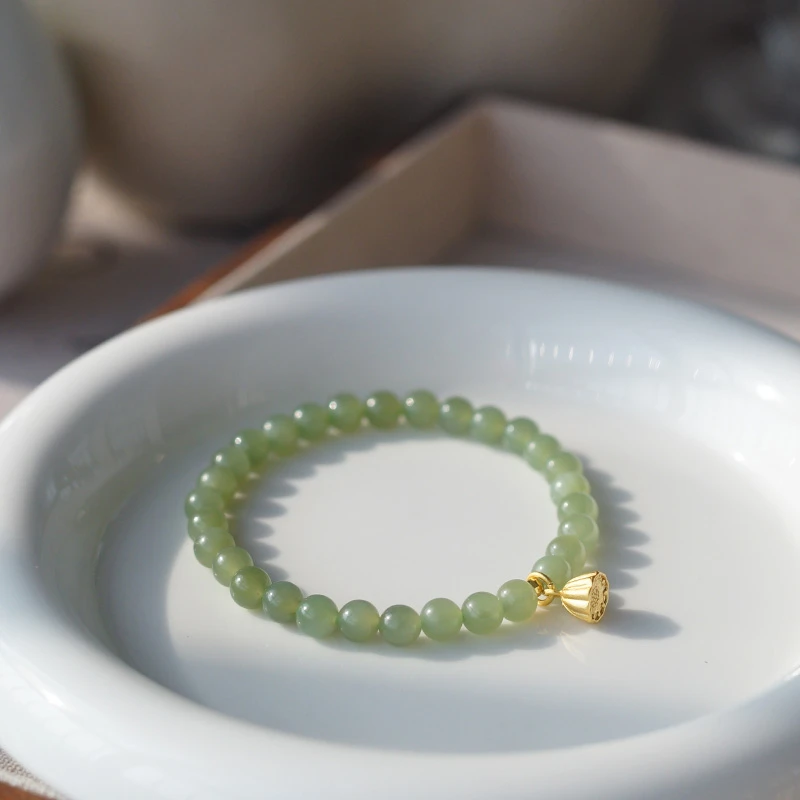 碧虚 和田玉青海料单圈国风手串