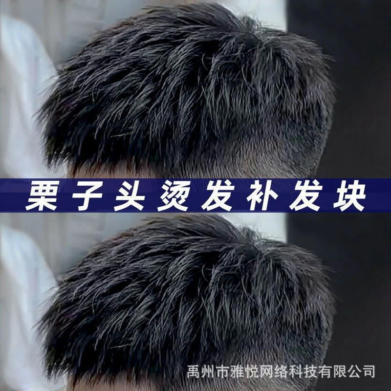 假发男短发全真发韩版栗子头烫发男士无痕假发片男士头顶补发片