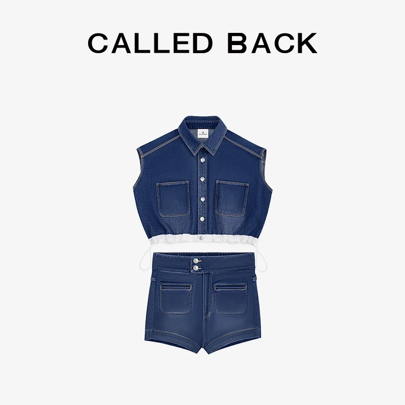 CALLED BACK春季新款水洗牛仔马甲套装老钱风穿搭显瘦240525