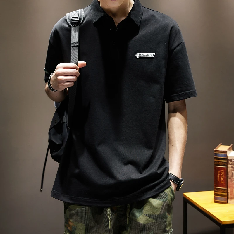 LEIGHZ/雷茨夏季POLO衫短袖男宽松大码潮牌休闲T恤上衣半袖保罗衫