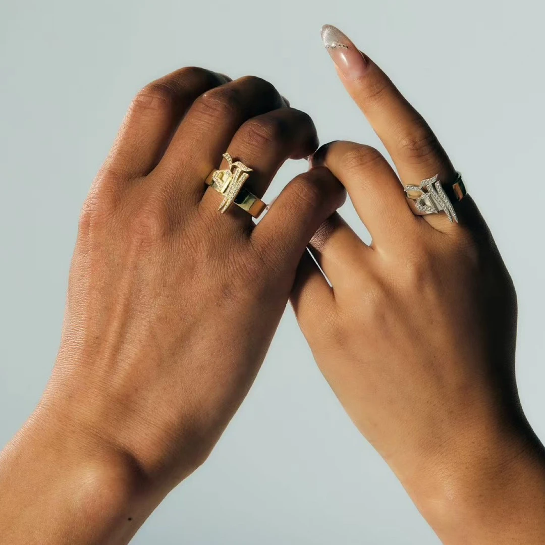 钛钢锆石戒指 藏式戒指 情侣款式