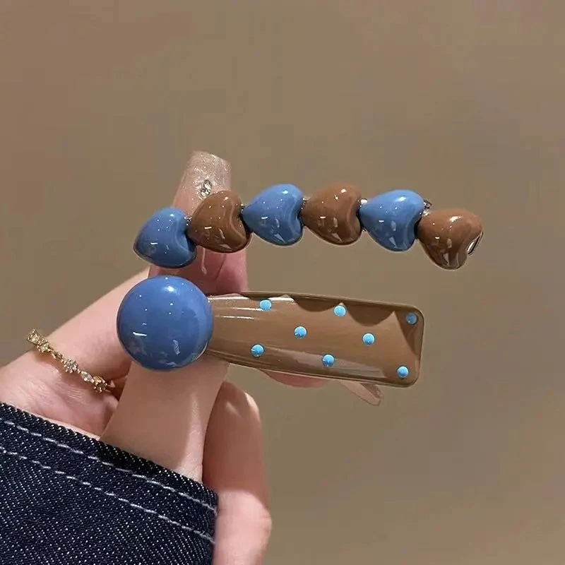 森系简约爱心波点女气质侧边夹2025新款高端碎发刘海夹子头饰