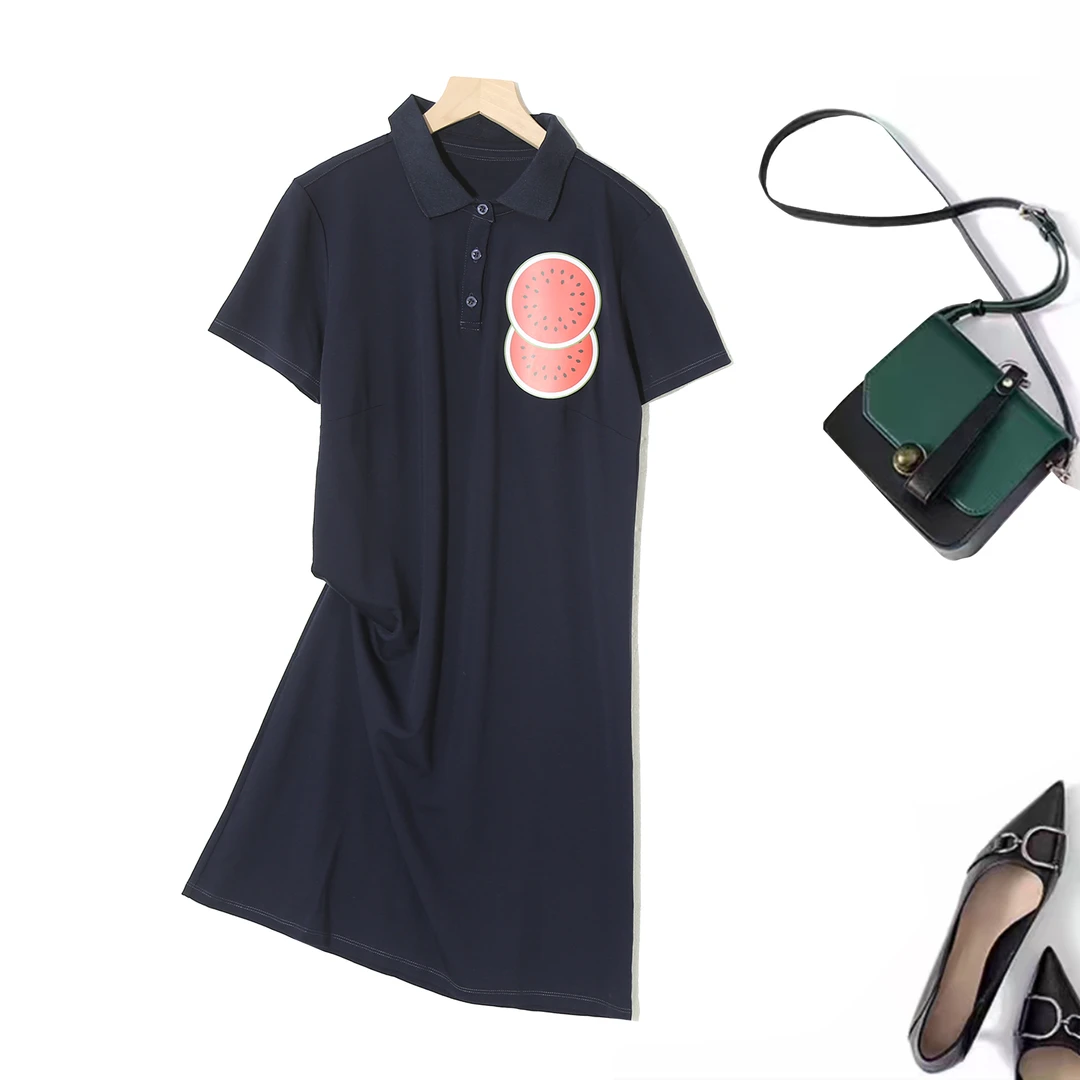 Polo领中长款女士连衣裙设计感时尚舒适甜美气质减龄韩版P-2G384