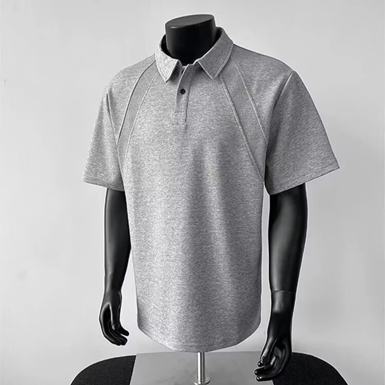 2025美式polo短袖t恤男女夏季解构拼接翻领衬衫美式复古情侣上衣